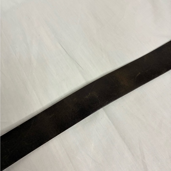 Vintage Leather Belt With Large Oval Conch Buckle - Picture 6 of 13